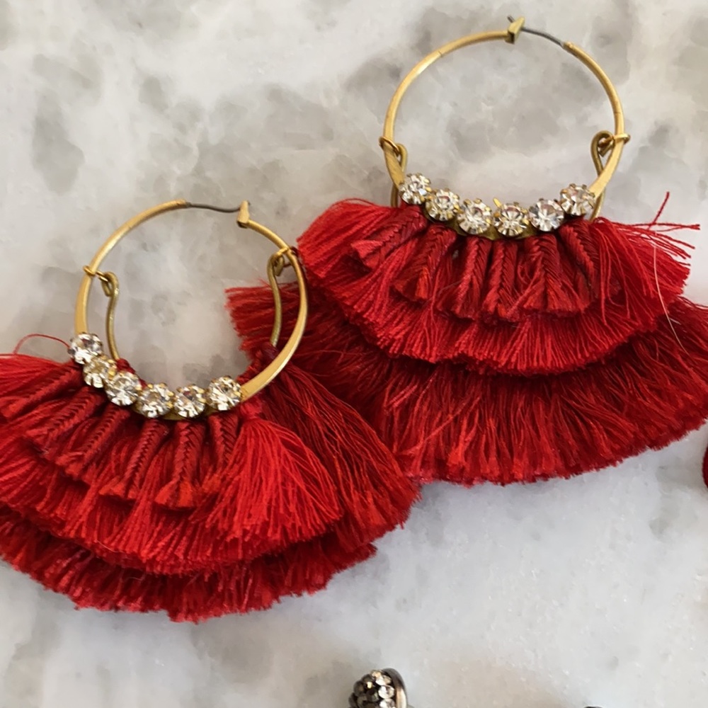 Red Fringe Tassel Earring Bundle - Picture 2 of 5